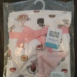 Hudson Baby Girl Plush Blanket with Furry Binding and Back - Sweet Bakery